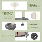 Cat Tree Floor to Ceiling Tower with Adjustable