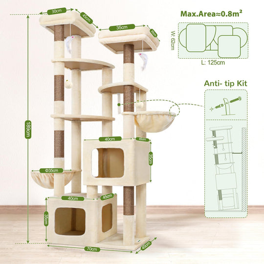 S74e Cat Tree Tower 2 Caves 45x40CM