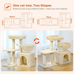 Cat Tree with Scratching Pad and Hammock Tower