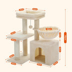 Cat Tree with Scratching Pad and Hammock Tower