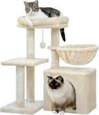 Cat Tree with Scratching Pad and Hammock Tower