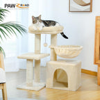 Cat Tree with Scratching Pad and Hammock Tower