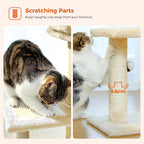 Cat Tree with Scratching Pad and Hammock Tower