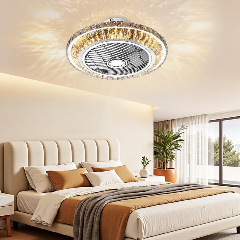 Ceiling Fan with Lamp Crystal LED Light 72W