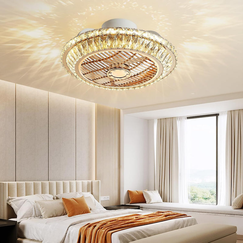 Ceiling Fan with Lamp Crystal LED Light 72W