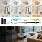 Ceiling Fan with Lamp Crystal LED Light 72W
