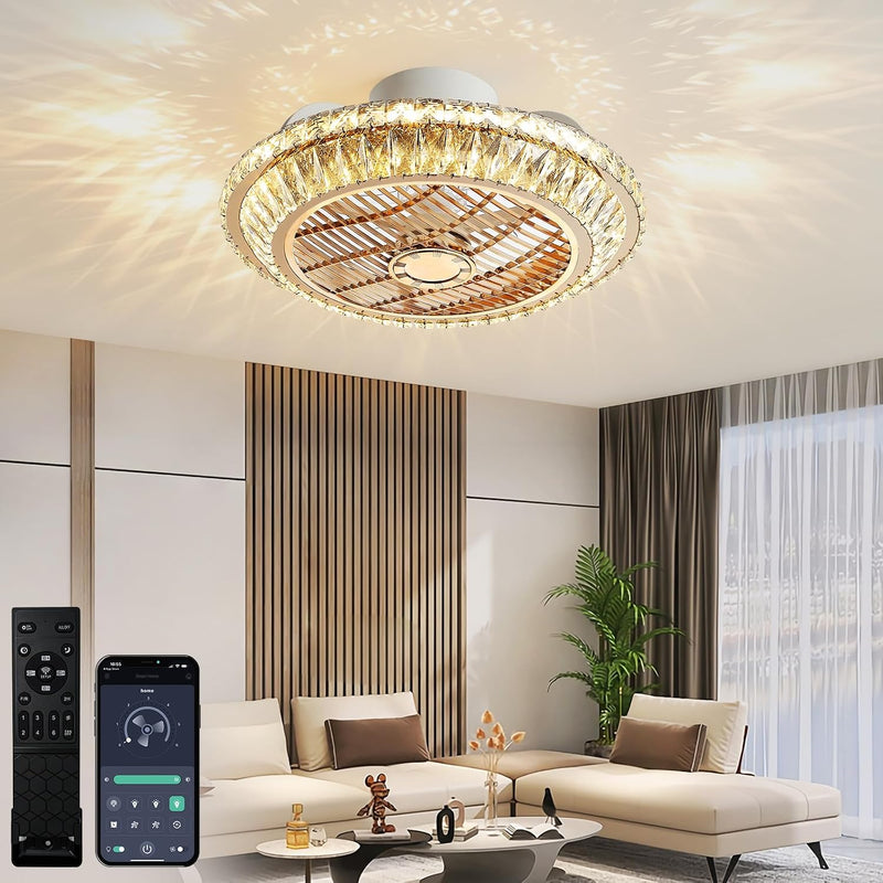 Ceiling Fan with Lamp Crystal LED Light 72W