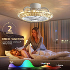 Ceiling Fan with Lamp Crystal LED Light 72W