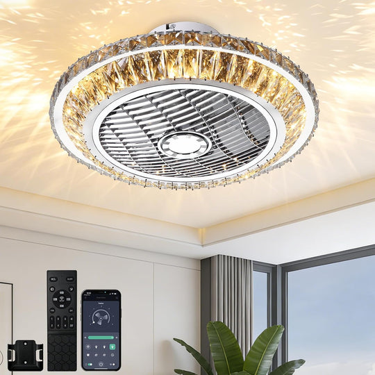Ceiling Fan with Lamp Crystal LED Light 72W