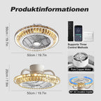 Ceiling Fan with Lamp Crystal LED Light 72W