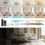 Ceiling Fan with Lamp Crystal LED Light 72W