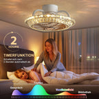 Ceiling Fan with Lamp Crystal LED Light 72W