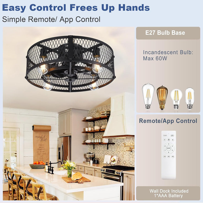 Ceiling Fan with Light: 26 Inch Remote Control