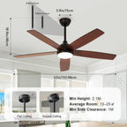 Ceiling Fan with Light 52" Remote 6 Speeds