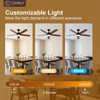 Ceiling Fan with Light 52" Remote 6 Speeds