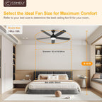 Ceiling Fan with Light 52" Remote 6 Speeds