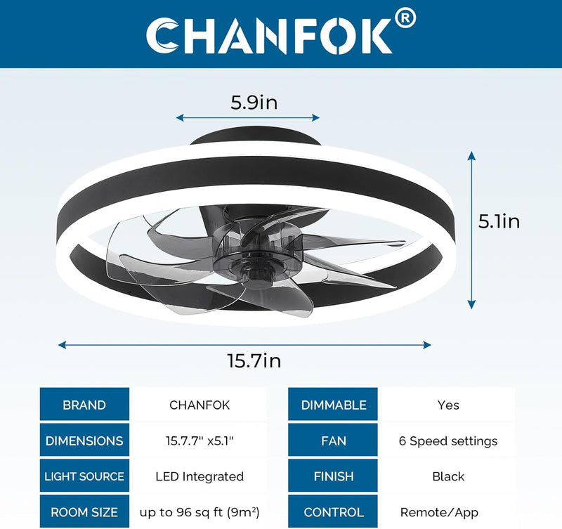Ceiling Fan with Light Flush Mount Modern