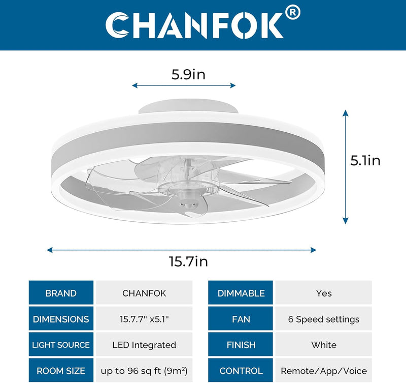 Ceiling Fan with Light Flush Mount Modern