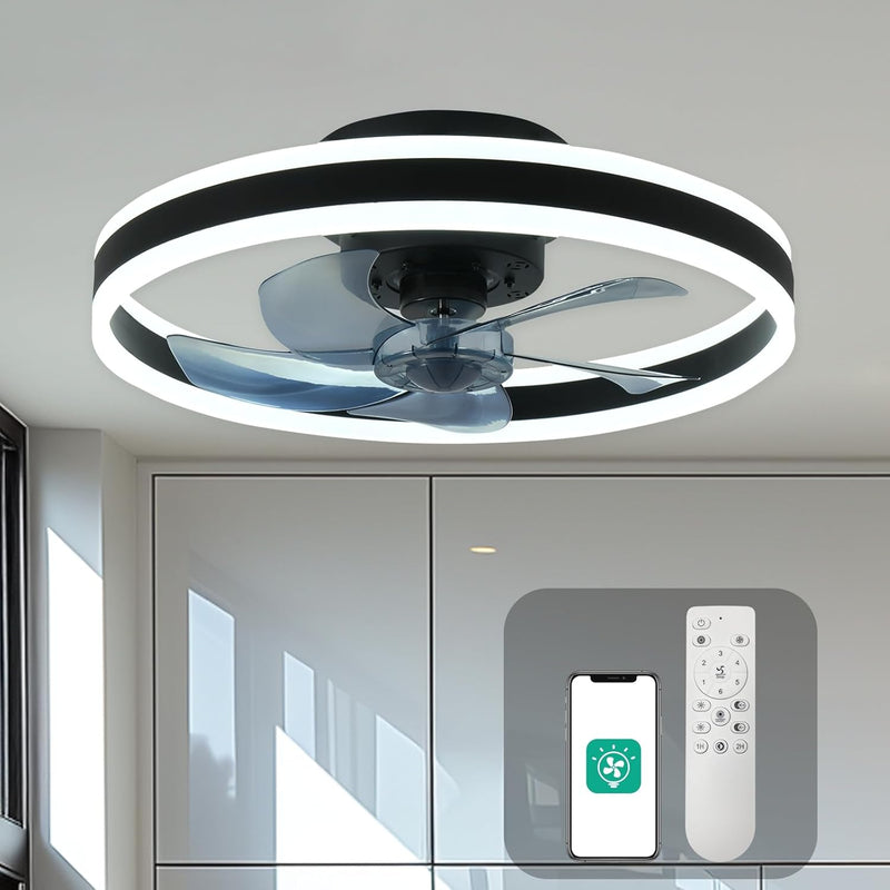 Ceiling Fan with Light Flush Mount Modern