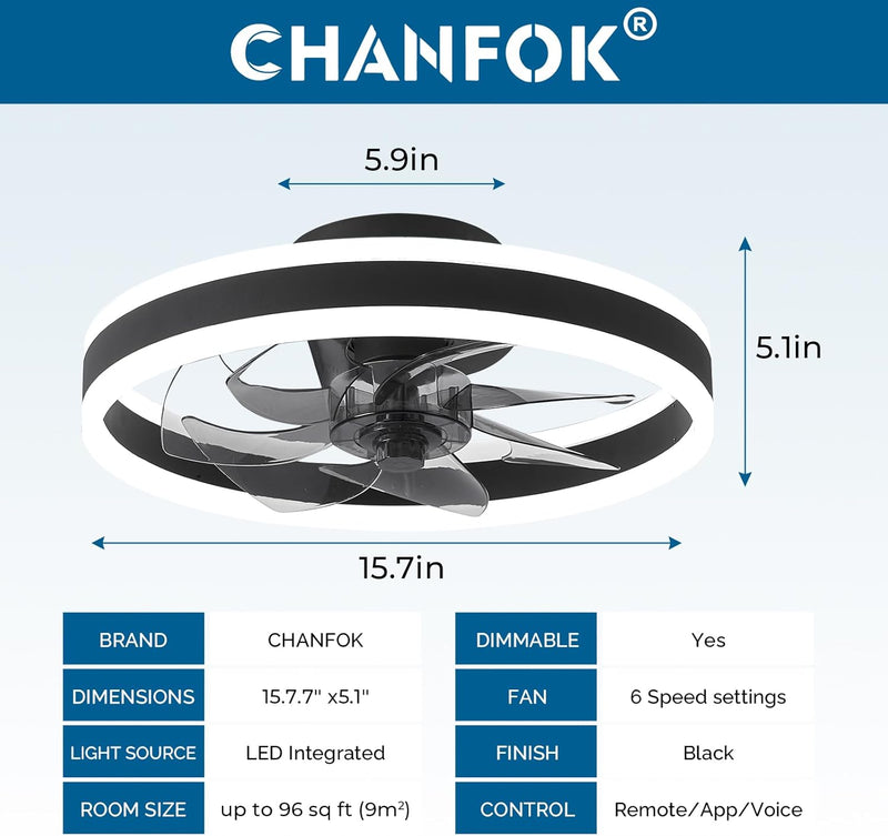 Ceiling Fan with Light Flush Mount Modern