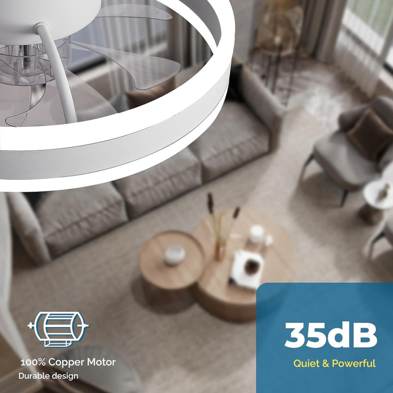 Ceiling Fan with Light Flush Mount Modern