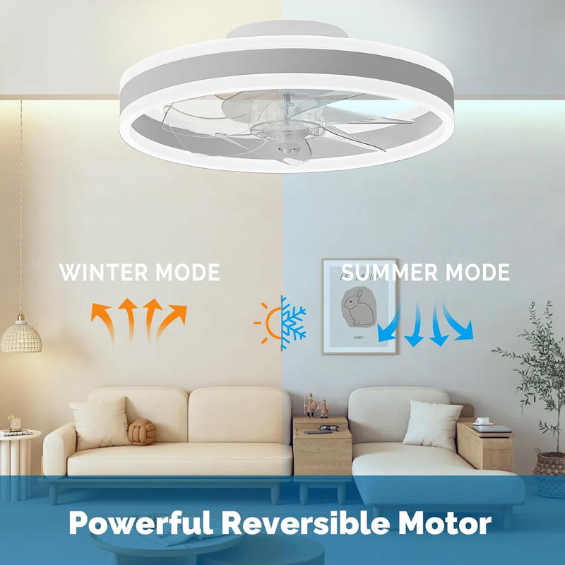 Ceiling Fan with Light Flush Mount Modern