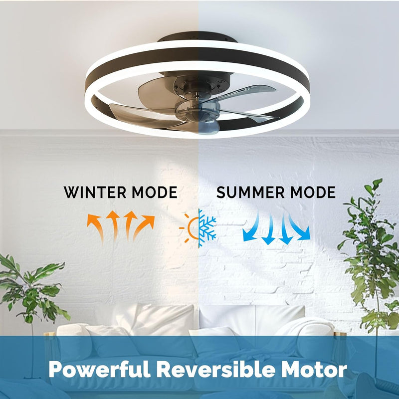 Ceiling Fan with Light Flush Mount Modern