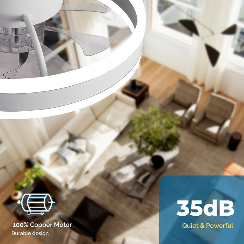 Ceiling Fan with Light Flush Mount Modern