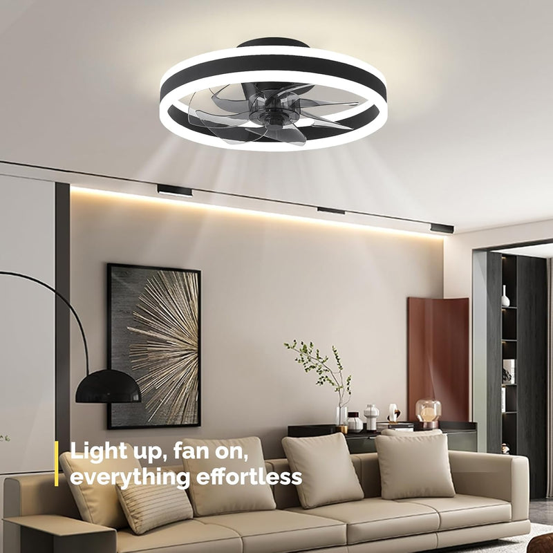 Ceiling Fan with Light Flush Mount Modern