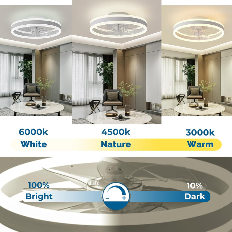 Ceiling Fan with Light Flush Mount Modern