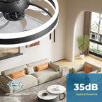 Ceiling Fan with Light Flush Mount Modern