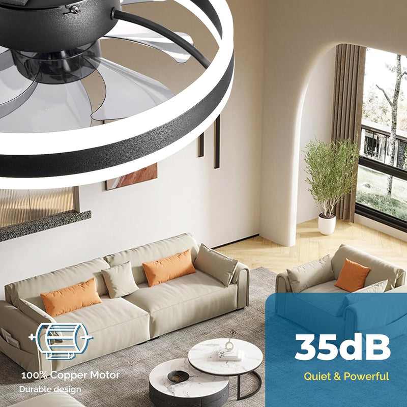 Ceiling Fan with Light Flush Mount Modern