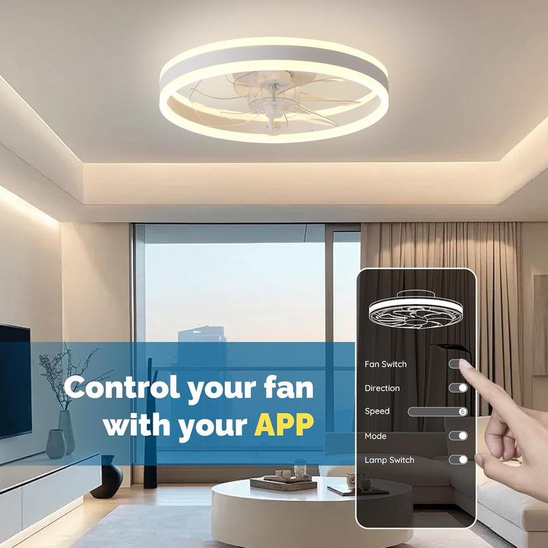 Ceiling Fan with Light Flush Mount Modern