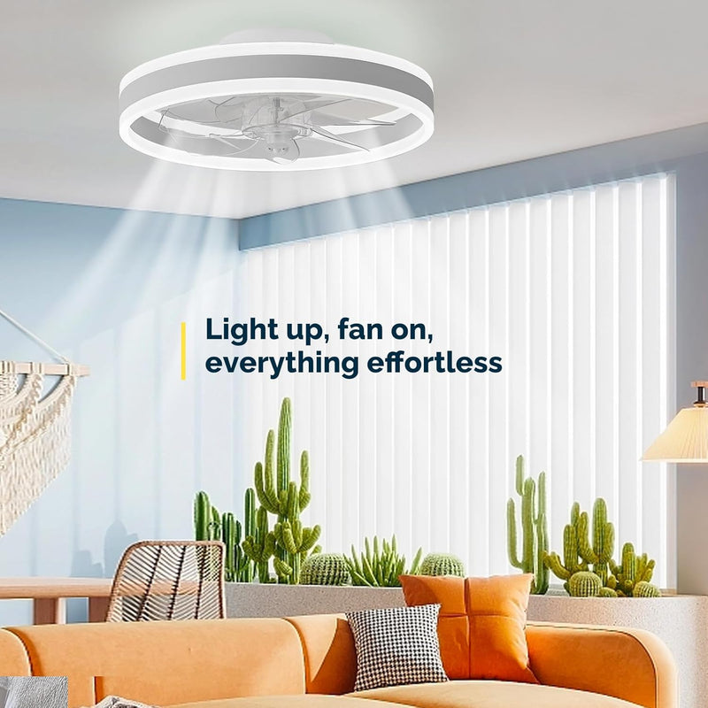 Ceiling Fan with Light Flush Mount Modern