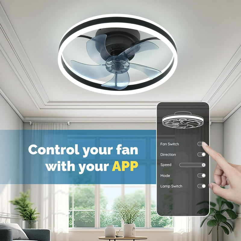 Ceiling Fan with Light Flush Mount Modern
