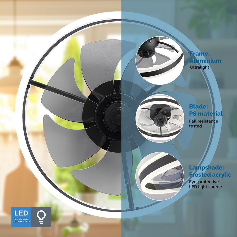Ceiling Fan with Light Flush Mount Modern