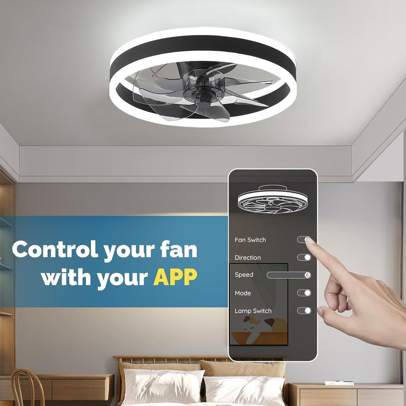 Ceiling Fan with Light Flush Mount Modern