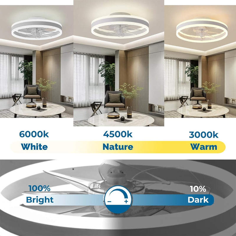 Ceiling Fan with Light Flush Mount Modern