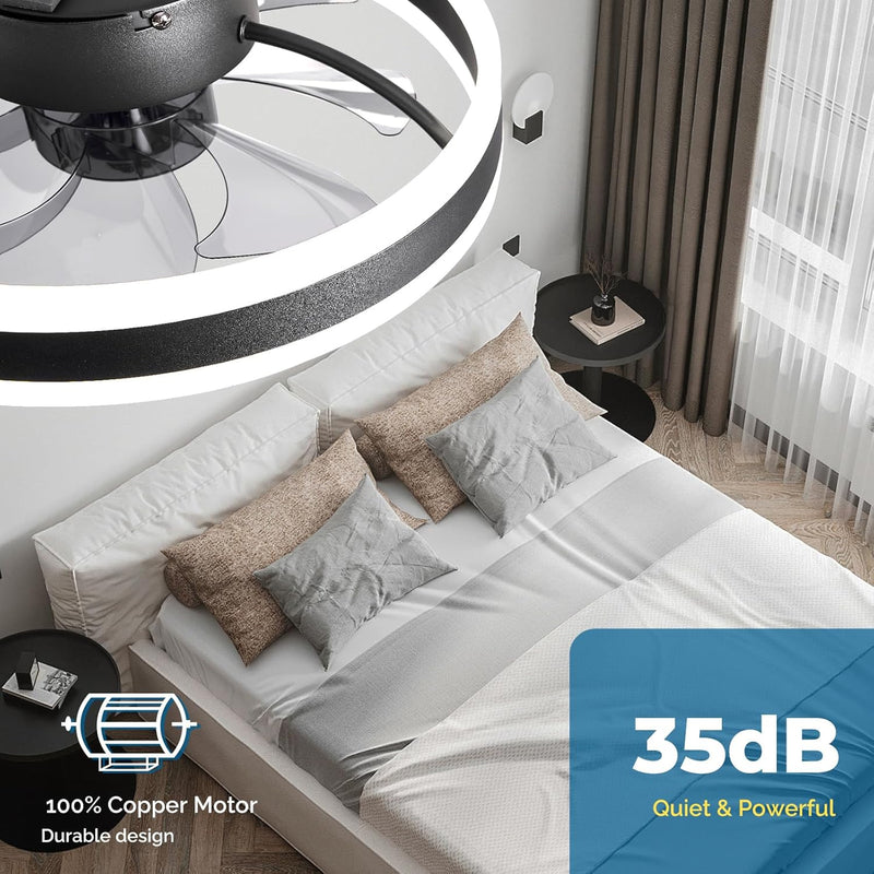 Ceiling Fan with Light Flush Mount Modern