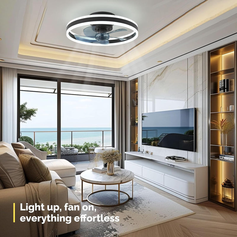 Ceiling Fan with Light Flush Mount Modern