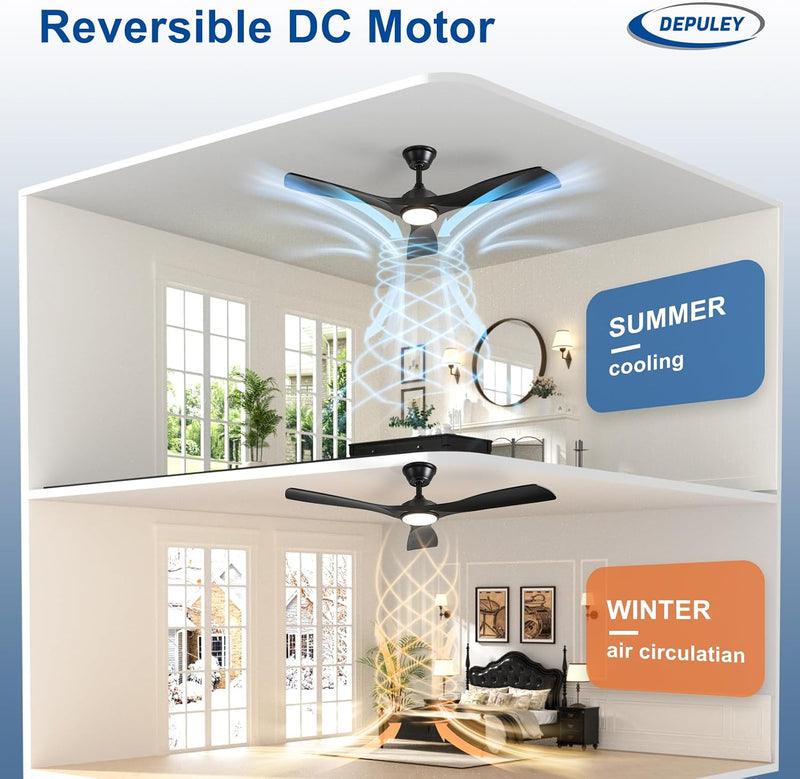 Ceiling Fan with Light Modern: 52 Inch