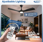 Ceiling Fan with Light Modern: 52 Inch