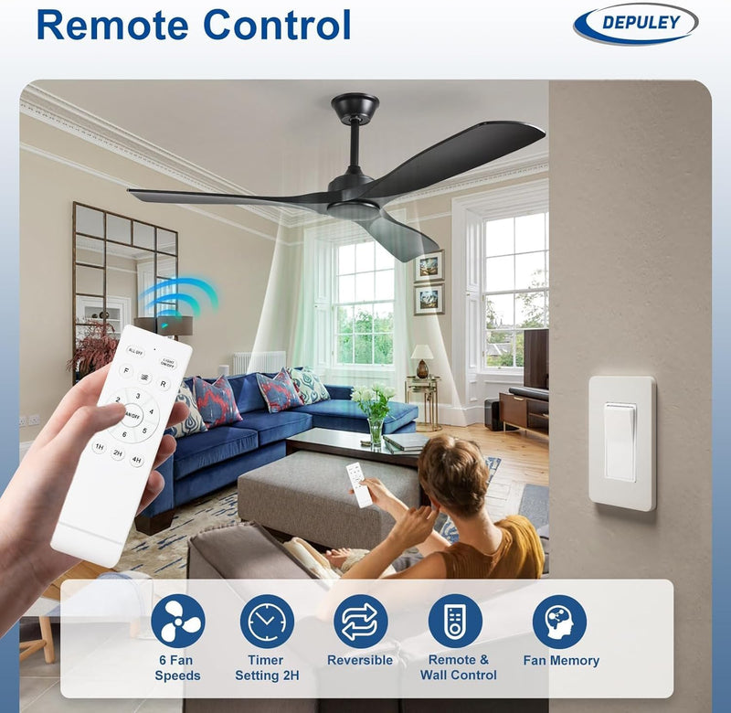 Ceiling Fan with Light Modern: 52 Inch