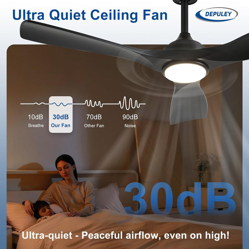 Ceiling Fan with Light Modern: 52 Inch