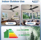 Ceiling Fan with Light Modern: 52 Inch