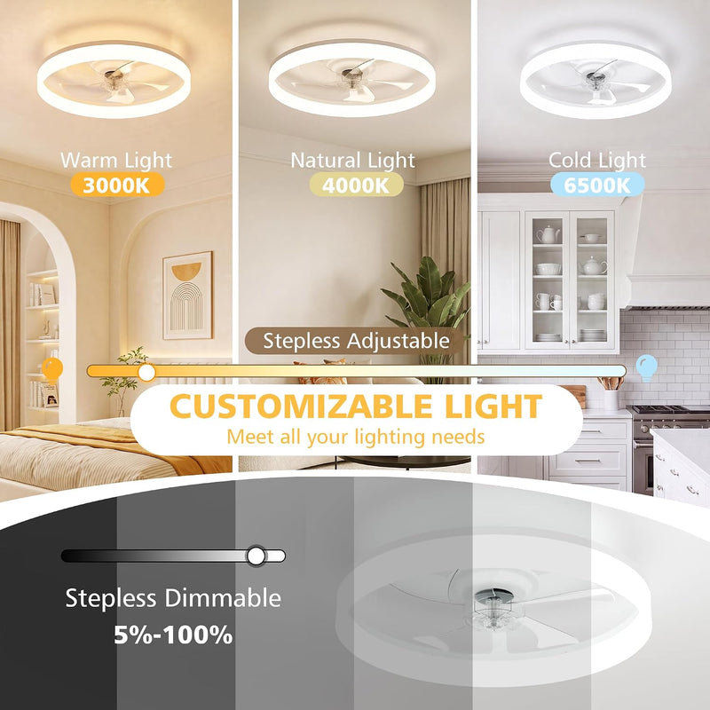Ceiling Fan with Light Remote 3000K-6500K Dimmable