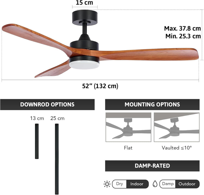 Ceiling Fan with Light Remote Control 36" 42
