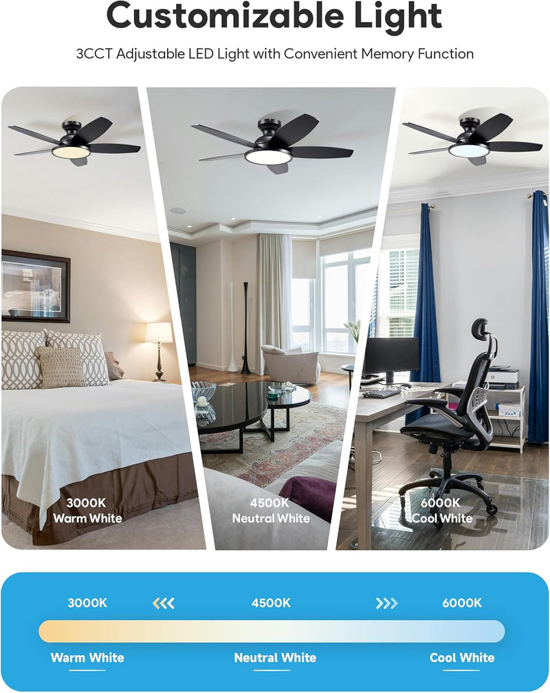 Ceiling Fan with Light Remote Control 36" 42