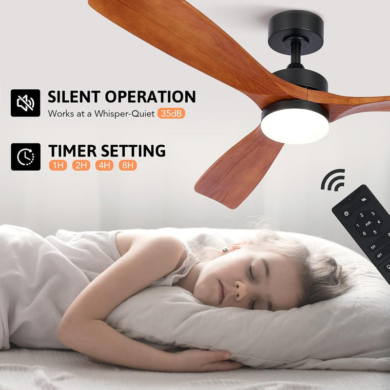 Ceiling Fan with Light Remote Control 52" Modern