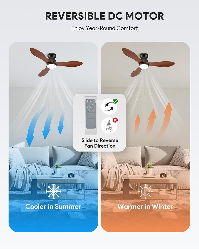 Ceiling Fan with Light Remote Control 52" Modern